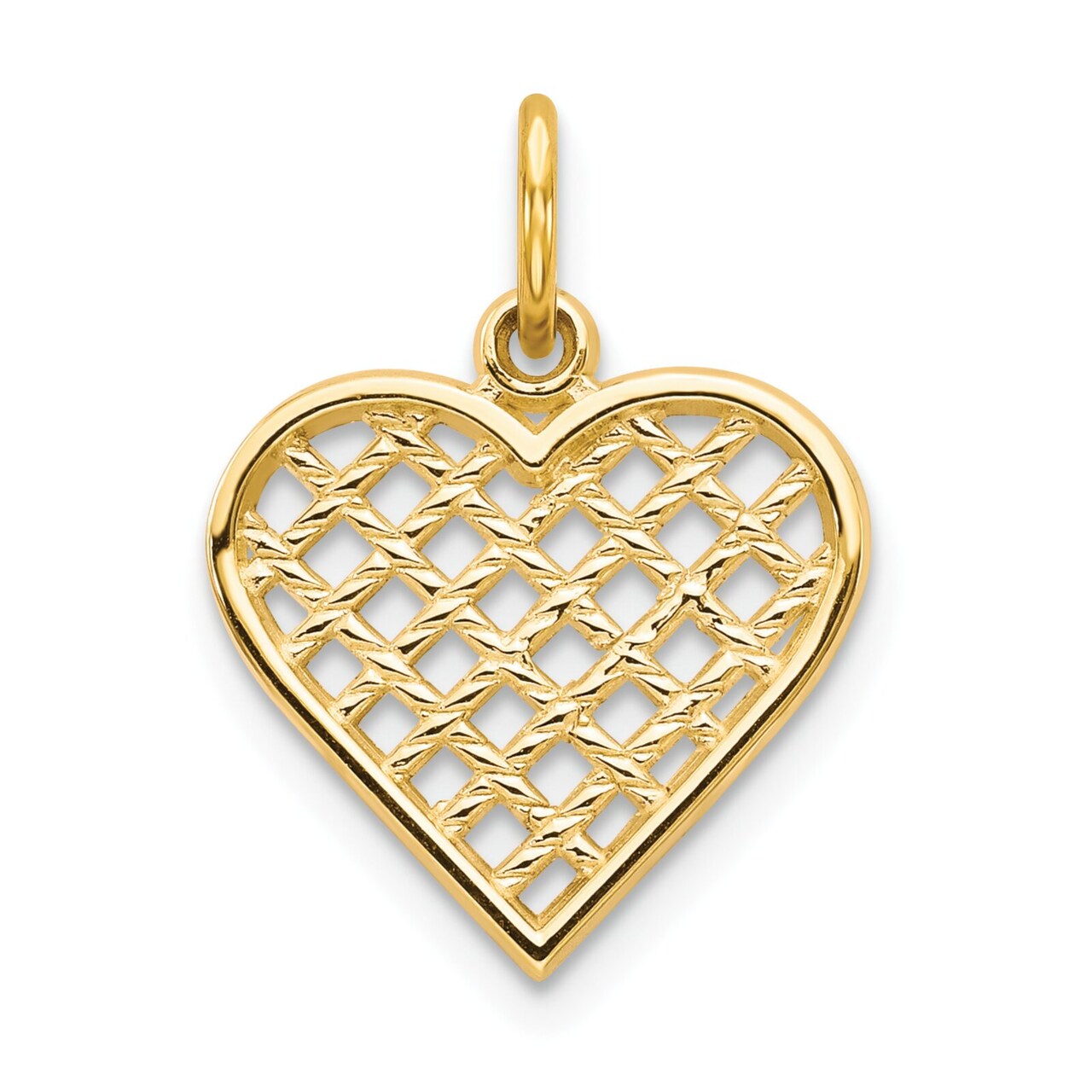 10K Yellow Gold Heart Charm Love Valentines Pendant Jewerly 20mm x 12mm